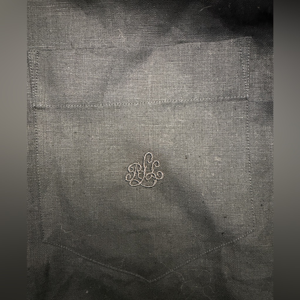 Lauren Ralph Lauren linen oxford - size M dark navy blue - Picture 3 of 6